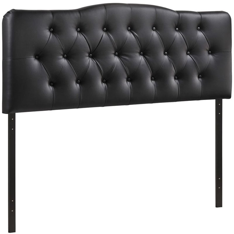 Modway Annabel Queen Upholstered Vinyl and Wood Headboard in Black