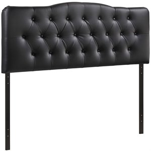 modway annabel queen upholstered vinyl and wood headboard in black