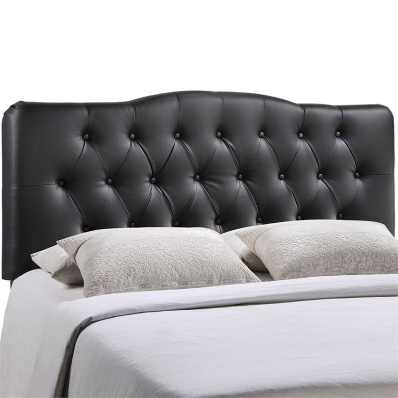 Modway Annabel Queen Upholstered Vinyl and Wood Headboard in Black