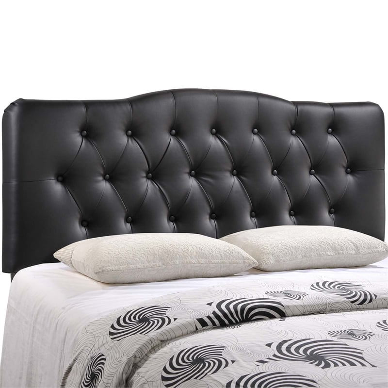Modway Annabel Queen Upholstered Vinyl and Wood Headboard in Black