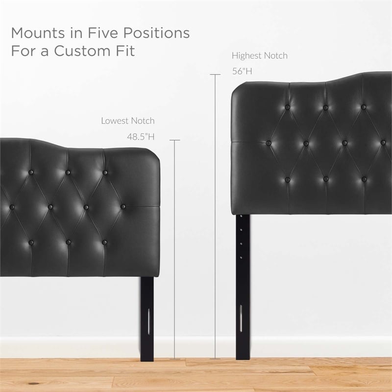 Modway Annabel Queen Upholstered Vinyl and Wood Headboard in Black