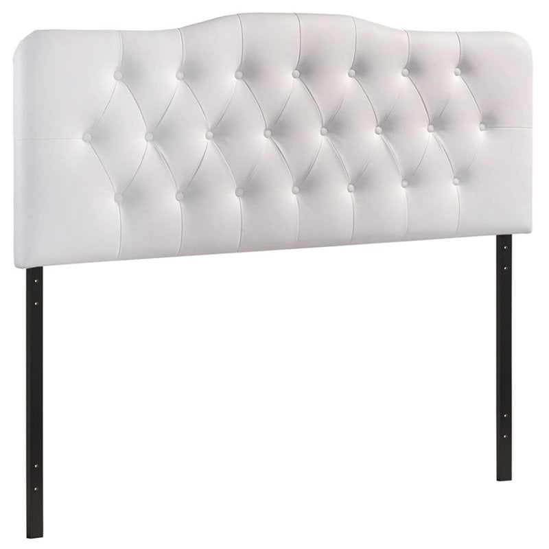 Modway Annabel Queen Upholstered Vinyl and Wood Headboard in White