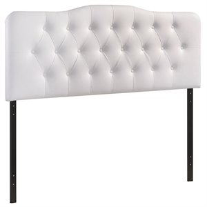 modway annabel queen upholstered vinyl and wood headboard in white