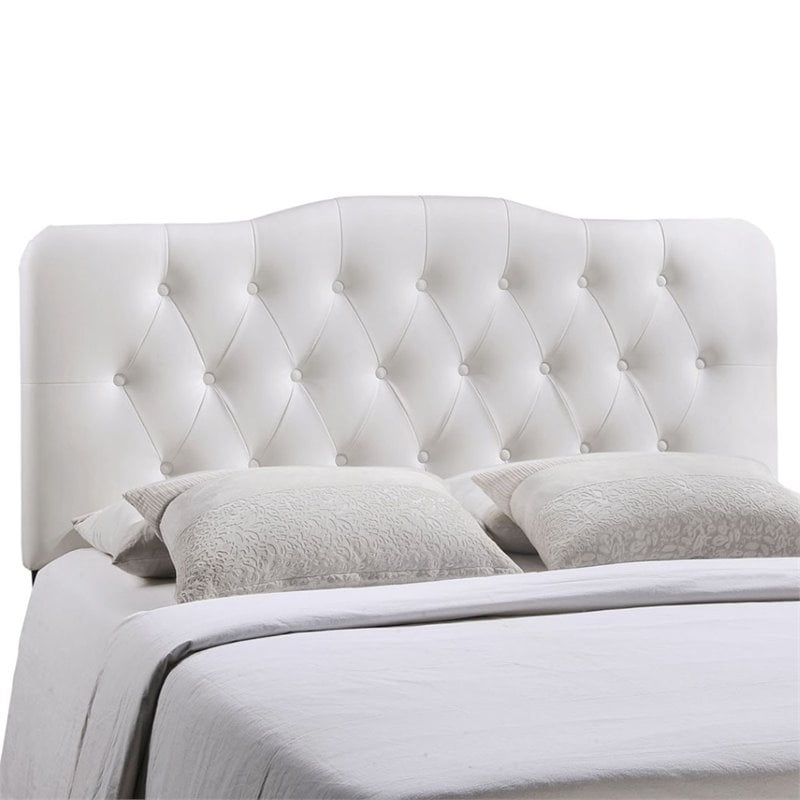 Modway Annabel Queen Upholstered Vinyl and Wood Headboard in White