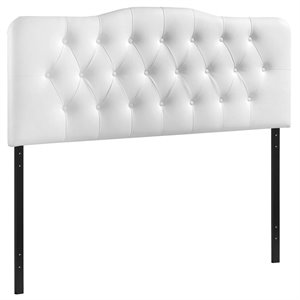 modway annabel full upholstered vinyl and wood headboard in white