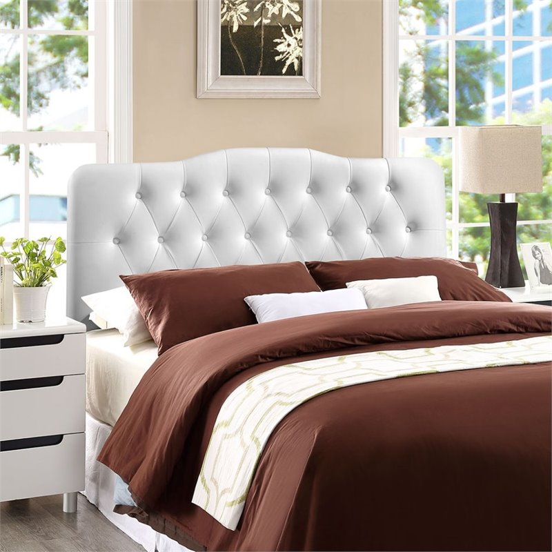 Modway Annabel Full Upholstered Vinyl and Wood Headboard in White