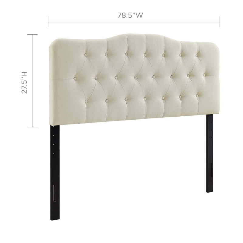 Modway Annabel King Upholstered Polyester Fabric Headboard in Ivory