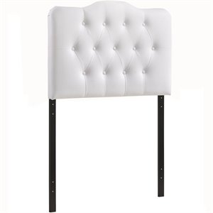 modway annabel twin upholstered vinyl and wood headboard in white