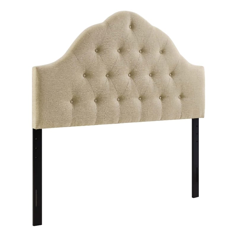Modway Sovereign Queen Upholstered Polyester Fabric Headboard in Beige