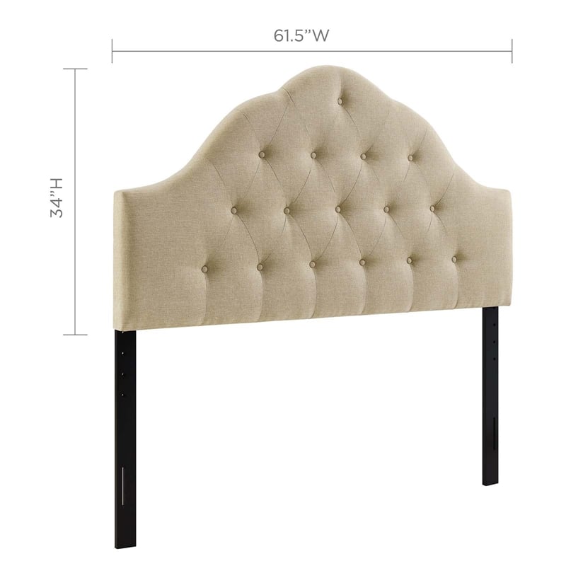 Modway Sovereign Queen Upholstered Polyester Fabric Headboard in Beige
