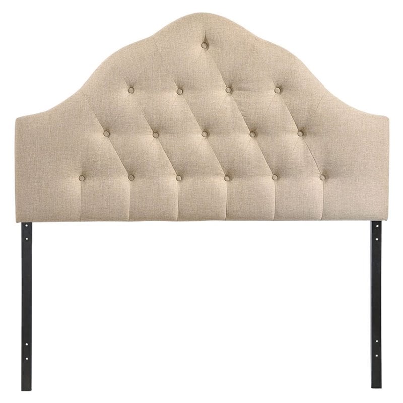 Modway Sovereign Queen Upholstered Polyester Fabric Headboard in Beige
