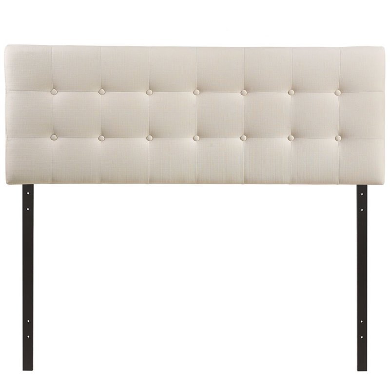 Modway Emily Queen Upholstered Polyester Fabric Headboard in Ivory