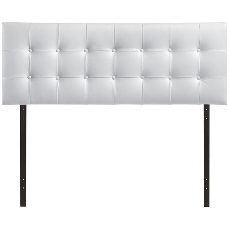 Modway Emily Queen Upholstered Faux Leather and Wood Headboard in White