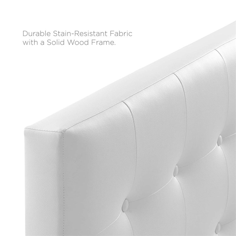 Modway Emily Full Upholstered Faux Leather and Wood Headboard in White