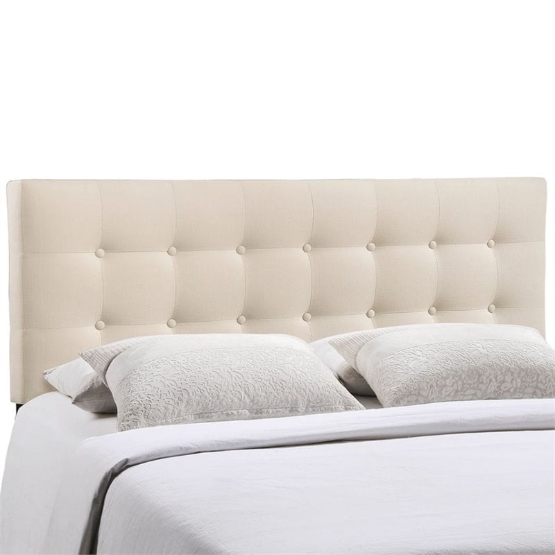 Modway Emily King Upholstered Polyester Fabric Headboard in Ivory