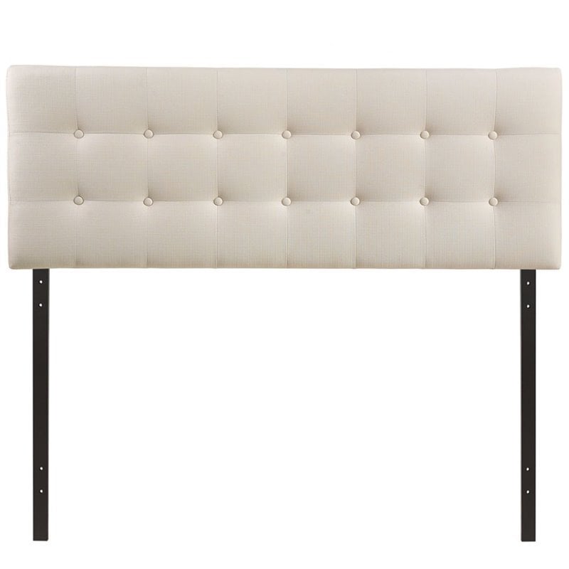 Modway Emily King Upholstered Polyester Fabric Headboard in Ivory