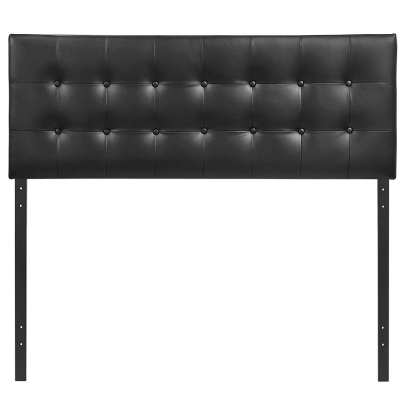 Modway Emily King Upholstered Faux Leather and Wood Headboard in Black Finish