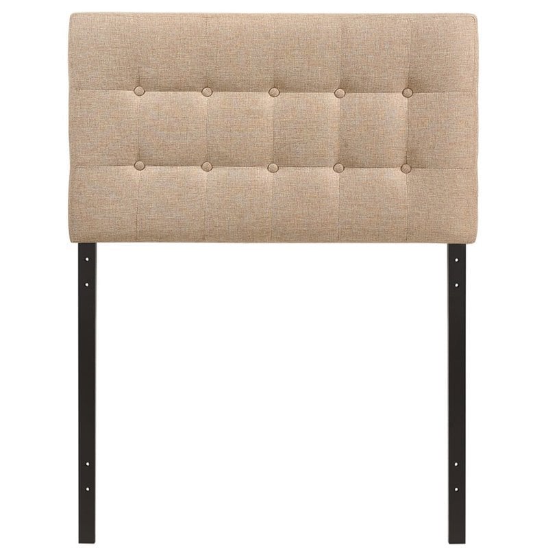 Modway Emily Twin Upholstered Polyester Fabric Headboard in Beige