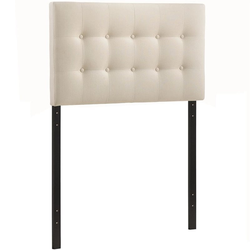 Modway Emily Twin Upholstered Polyester Fabric Headboard in Ivory