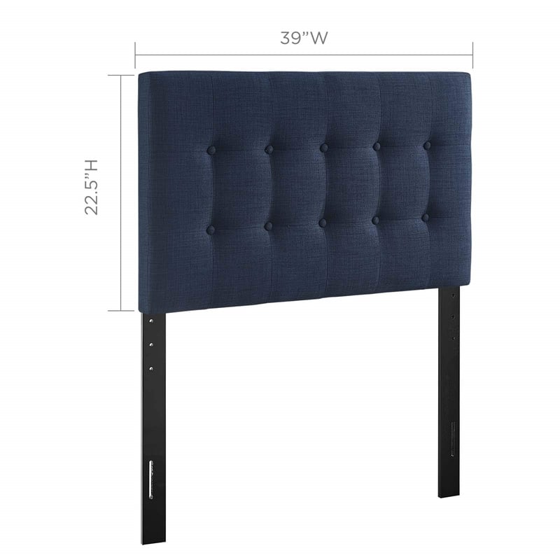 Modway Emily Twin Upholstered Polyester Fabric Headboard in Navy