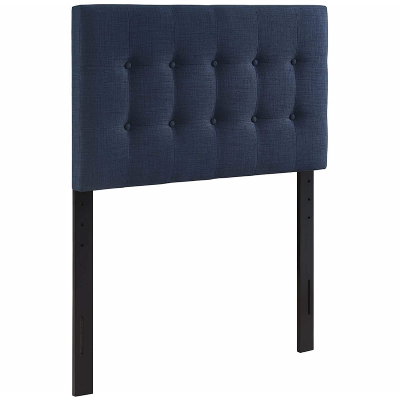 Modway Emily Twin Upholstered Polyester Fabric Headboard in Navy