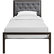 Modway Mia Twin Powder-coated Steel and Fabric Bed in Brown/Gray