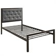 Modway Mia Twin Powder-coated Steel and Fabric Bed in Brown/Gray
