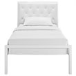Modway Mia Twin Powder-coated Steel and Vinyl Bed in White