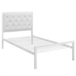 Modway Mia Twin Powder-coated Steel and Vinyl Bed in White
