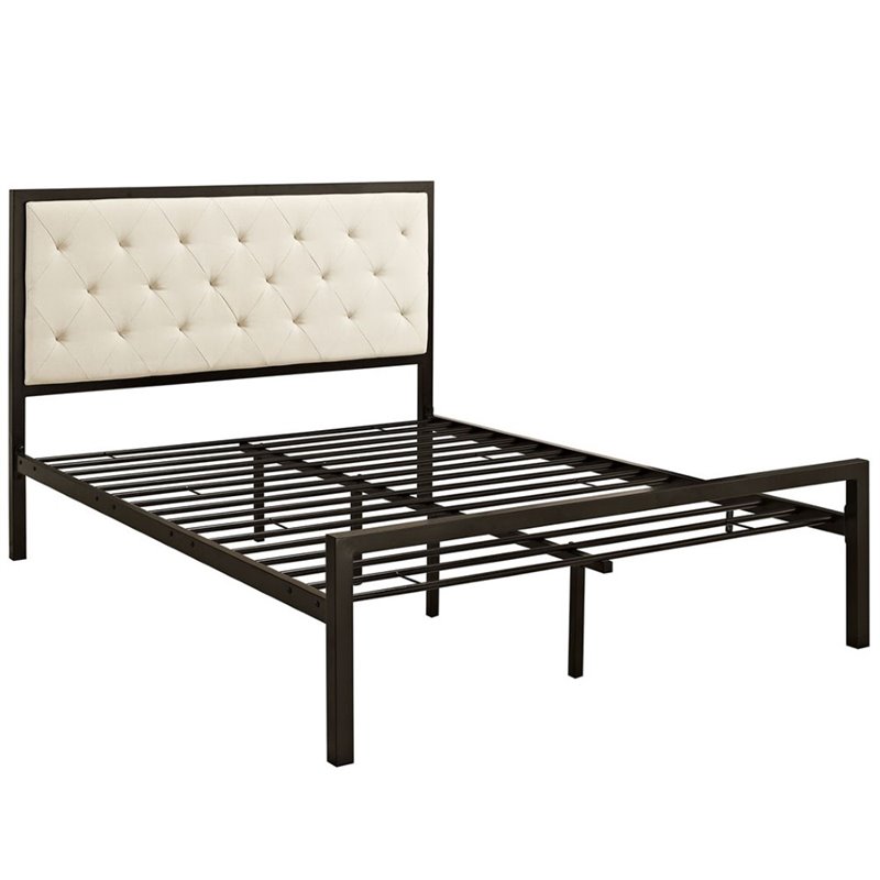 Modway Mia Full Tufted Panel Bed in Brown and Beige