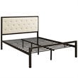 Modway Mia Full Tufted Panel Bed in Brown and Beige