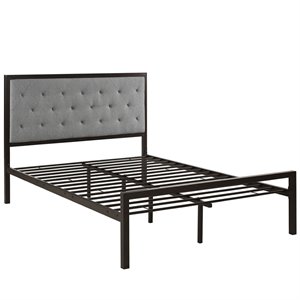 Modway Mia Full Powder-coated Steel and Fabric Bed in Brown/Gray