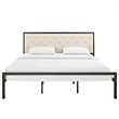 Modway Mia King Powder-coated Steel and Fabric Bed in Brown/Beige