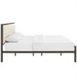Modway Mia King Powder-coated Steel and Fabric Bed in Brown/Beige