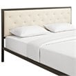 Modway Mia King Powder-coated Steel and Fabric Bed in Brown/Beige