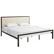 Modway Mia King Powder-coated Steel and Fabric Bed in Brown/Beige