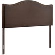 Curl Nailhead Upholstered Queen Headboard in Dark Brown
