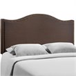 Curl Nailhead Upholstered Queen Headboard in Dark Brown