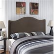 Curl Nailhead Upholstered Queen Headboard in Dark Brown