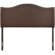 Curl Nailhead Upholstered Queen Headboard in Dark Brown
