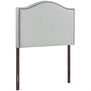 Modway Curl Twin Nailhead Upholstered Linen Fabric Headboard in Sky Gray