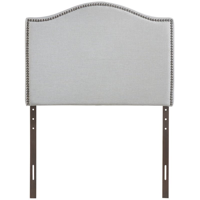 Modway Curl Twin Nailhead Upholstered Linen Fabric Headboard in Sky Gray