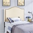 Modway Curl Twin Nailhead Upholstered Linen Fabric Headboard in Ivory