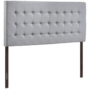 Modway Tinble Queen Upholstered Linen Fabric Solid Wood Headboard in Sky Gray