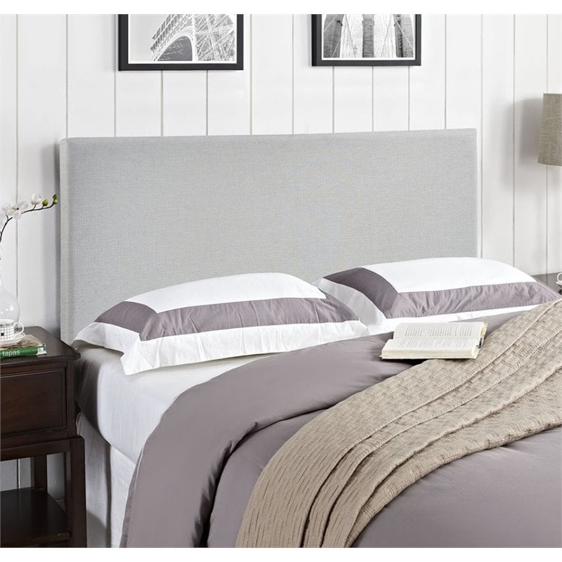 Modway Region Queen Upholstered Linen Fabric Headboard in Sky Gray