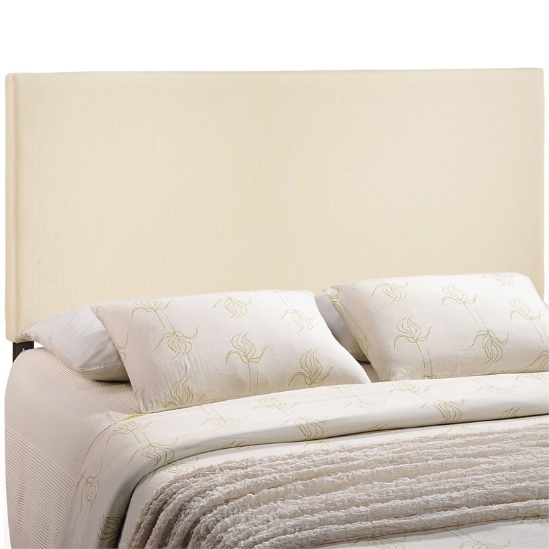 Modway Region King Upholstered Linen Fabric Headboard in Ivory
