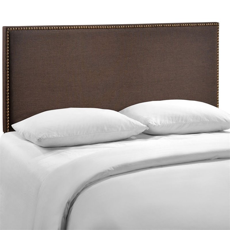 Modway Region Linen Fabric Upholstered Queen Headboard in Dark Brown