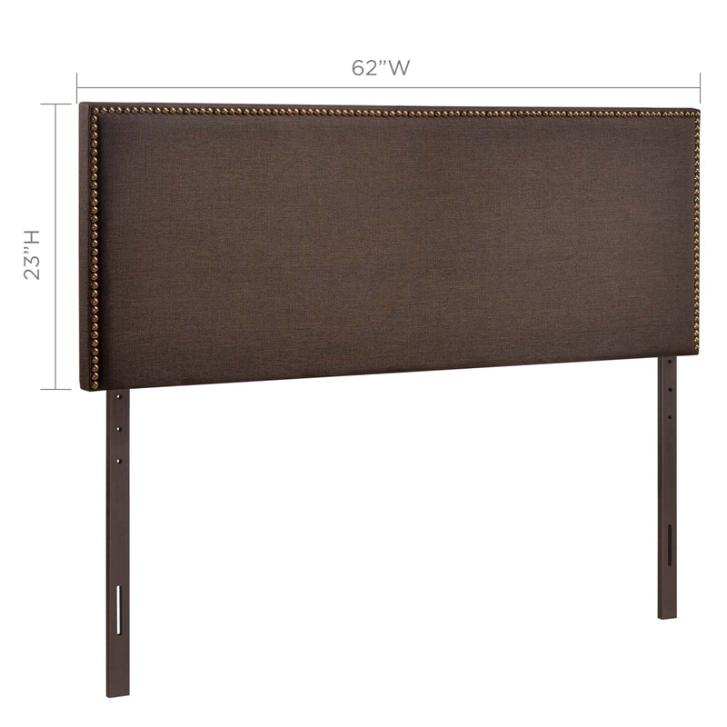 Modway Region Linen Fabric Upholstered Queen Headboard in Dark Brown