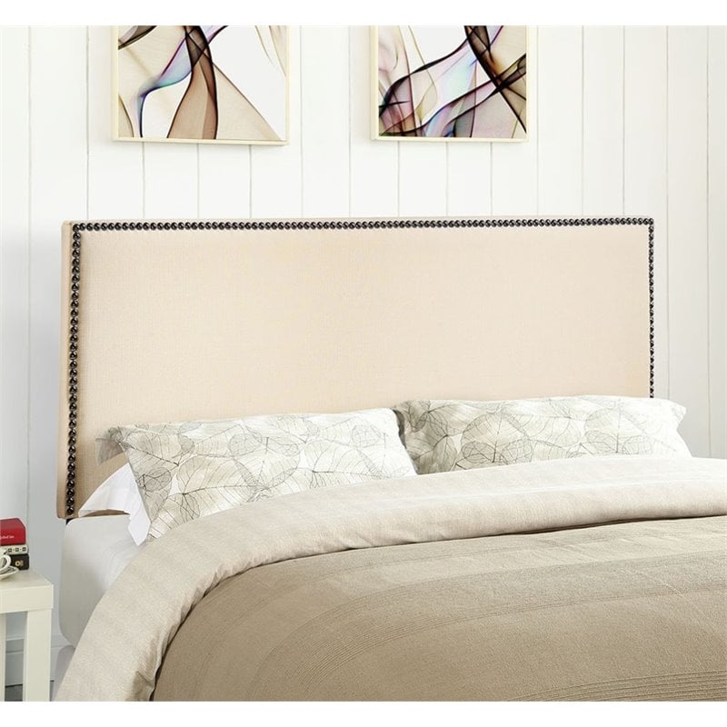 Modway Region Linen Fabric Upholstered Queen Headboard in Ivory