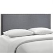 Modway Region Nailhead Queen Upholstered Linen Fabric Headboard in Smoke Gray